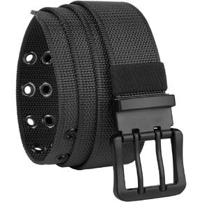 Sportmusies Nylon Military Tactical Belt Double Hole Grommet Webbing Waist Belt for Women & Men