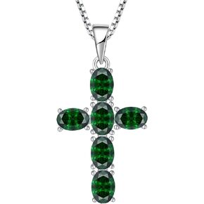 Aprila Women Necklace 925 Sterling Silver Cross Pendant Necklace with Cubic Zirconia Jewelry Gift