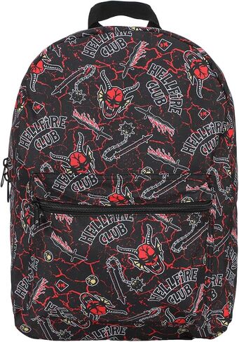 Stranger Things Hellfire Club AOP Black Laptop Backpack, Multicolored, OSFA in Saudi Arabia