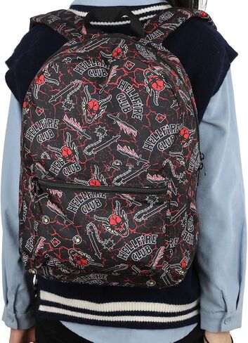Stranger Things Hellfire Club AOP Black Laptop Backpack, Multicolored, OSFA in Saudi Arabia