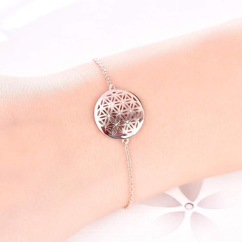 JO WISDOM Women Bracelet,925 Sterling Silver Flower of Life Link Bracelet,20cm in Saudi Arabia