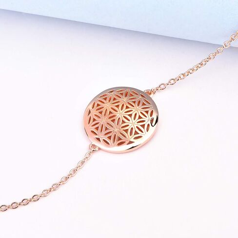 JO WISDOM Women Bracelet,925 Sterling Silver Flower of Life Link Bracelet,20cm in Saudi Arabia