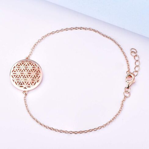JO WISDOM Women Bracelet,925 Sterling Silver Flower of Life Link Bracelet,20cm in Saudi Arabia