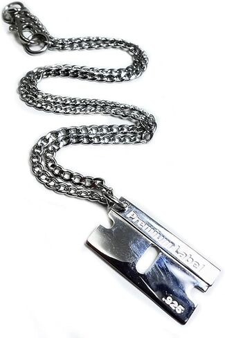 Premium Label - Bad Habits - Luxury Razor Blade Silver Charm .925 Plata Punk, Gothic, Streetwear, Dog Tag, Curb Grunge Chain - Made in JAPAN, Sterling Silver, No Gemstone in Saudi Arabia