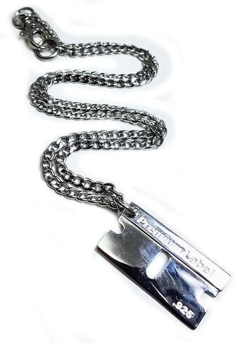 Premium Label - Bad Habits - Luxury Razor Blade Silver Charm .925 Plata Punk, Gothic, Streetwear, Dog Tag, Curb Grunge Chain - Made in JAPAN, Sterling Silver, No Gemstone in Saudi Arabia