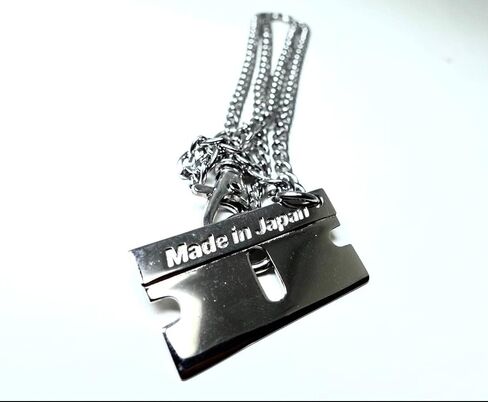 Premium Label - Bad Habits - Luxury Razor Blade Silver Charm .925 Plata Punk, Gothic, Streetwear, Dog Tag, Curb Grunge Chain - Made in JAPAN, Sterling Silver, No Gemstone in Saudi Arabia