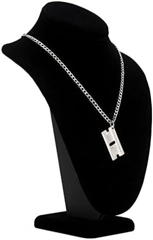 Premium Label - Bad Habits - Luxury Razor Blade Silver Charm .925 Plata Punk, Gothic, Streetwear, Dog Tag, Curb Grunge Chain - Made in JAPAN, Sterling Silver, No Gemstone in Saudi Arabia