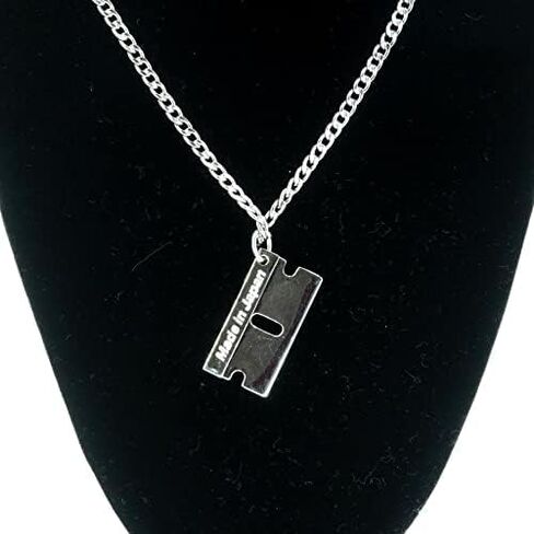 Premium Label - Bad Habits - Luxury Razor Blade Silver Charm .925 Plata Punk, Gothic, Streetwear, Dog Tag, Curb Grunge Chain - Made in JAPAN, Sterling Silver, No Gemstone in Saudi Arabia