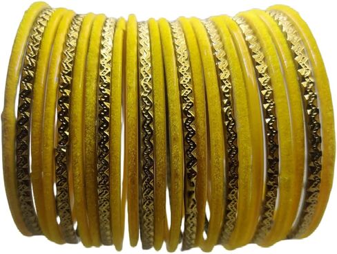 JAWSHEE Velvet Bangles Golden Set, 2 Dozen Glass Velvet Bangles, Matte Color With Velvet Layer For Added Beauty and Durability, Beautiful Women's Bangle Bracelets, Indian Bangles Jewelry Sets For Women in Saudi Arabia