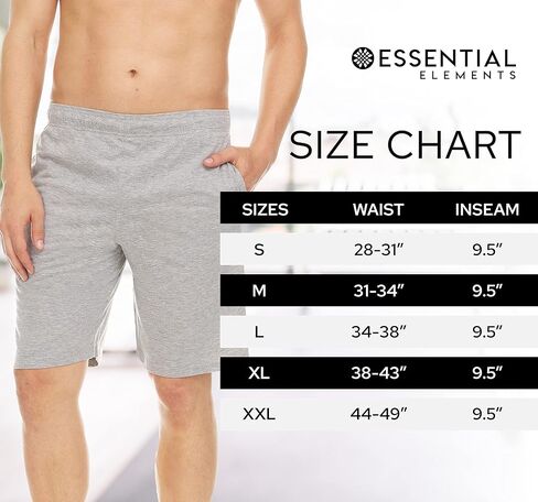 شورت كاجوال للرجال مصنوع من الجيرسيه القطني 100% من Essential Elements، ملابس نوم كاجوال نشطة، بيجامة PJ كاجوال in Kuwait