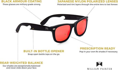 William Painter The Hook Titanium Polarized Classic Scratch Resistant, 100% UVA/UVB Ray Protection - Built-in Bottle Opener in Kuwait