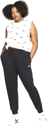 Nike Plus Size NSW Essential Pants Regular Fleece Black/White 2X in Saudi Arabia