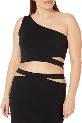 The Drop Women's Valentina Cropped One-Shoulder Cutout Sweater Top in Saudi Arabia