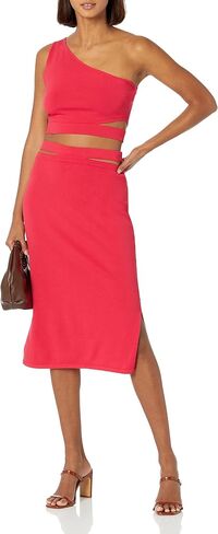 The Drop Women's Valentina Cropped One-Shoulder Cutout Sweater Top in Saudi Arabia