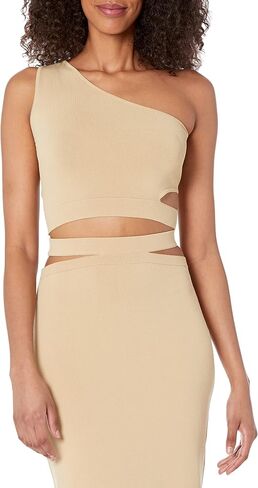 The Drop Women's Valentina Cropped One-Shoulder Cutout Sweater Top in Saudi Arabia