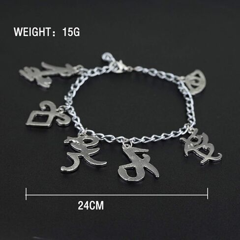 YouU The Mortal Instruments City of Bones Inspired Angelic Power Rune Symbols Bracelet and Necklace Set with Jewelry Box-Silver in Saudi Arabia