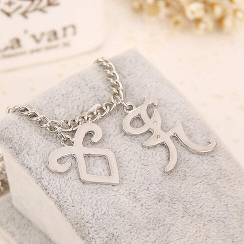 YouU The Mortal Instruments City of Bones Inspired Angelic Power Rune Symbols Bracelet and Necklace Set with Jewelry Box-Silver in Saudi Arabia