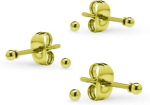 Silverline Jewelry 3 Pairs Tiny 2mm Stainless Steel Round Ball Stud Earrings Set for Women Men Teen Girls in Kuwait