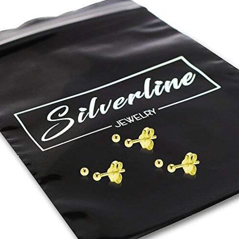 Silverline Jewelry 3 Pairs Tiny 2mm Stainless Steel Round Ball Stud Earrings Set for Women Men Teen Girls in Kuwait