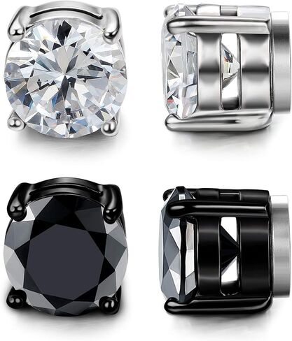 LOYALLOOK أقراط ستانلس ستيل للرجال والنساء للجنسين مكعب زركونيا مرصعة 5-10 ملم in Kuwait