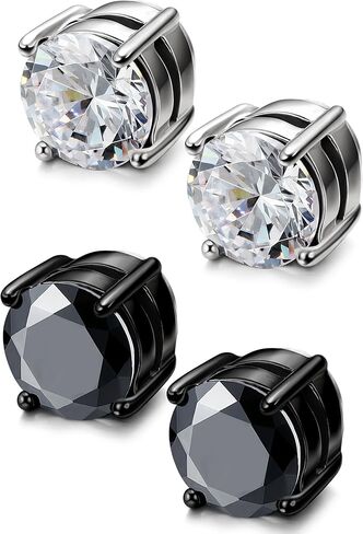 LOYALLOOK أقراط ستانلس ستيل للرجال والنساء للجنسين مكعب زركونيا مرصعة 5-10 ملم in Kuwait