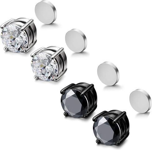 LOYALLOOK أقراط ستانلس ستيل للرجال والنساء للجنسين مكعب زركونيا مرصعة 5-10 ملم in Kuwait