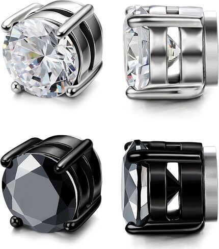 LOYALLOOK أقراط ستانلس ستيل للرجال والنساء للجنسين مكعب زركونيا مرصعة 5-10 ملم in Kuwait