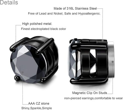 LOYALLOOK أقراط ستانلس ستيل للرجال والنساء للجنسين مكعب زركونيا مرصعة 5-10 ملم in Kuwait