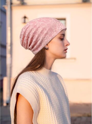 Womens Chemo Beanie Hat Cancer Cap Stretch Slouchy Turban Headwear in Saudi Arabia