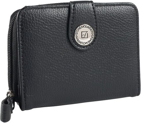 محفظة جلدية من Stone Mountain USA بسحاب صغير، باللون الأسود in Kuwait