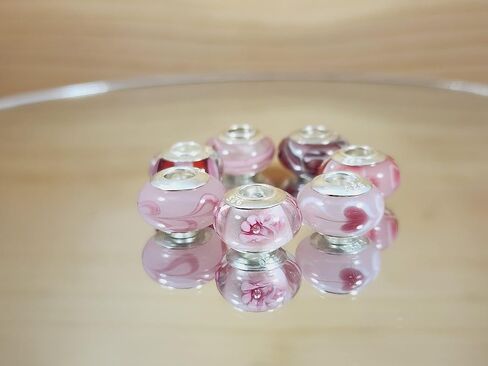 Galaxy Gold GG Genuine Murano Glass Charm Fit Pandora Charm Bracelets,925 Sterling Silver Colored Swirl Rainbow Pink Red and White Charm Original Glass Bead in Saudi Arabia