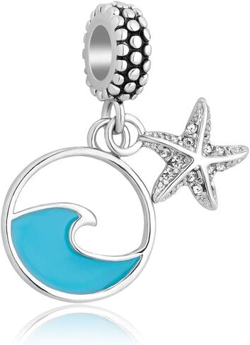 LovelyCharms Oceanic Starfish Charm Bule Sea Wave Charm Dangle Bead for Bracelet in Kuwait