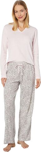 Karen Neuburger Petite Long Sleeve Split-Neck Tee PJ Set in Saudi Arabia