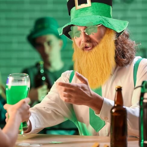 JieyueJewelry 5 Pcs St. Patrick's Day Party Costume Accessories Green Leprechaun Top Hat Shamrock Suspenders Glasses Bow and Bow Tie for Fancy Dress Irish Party Decor in Kuwait