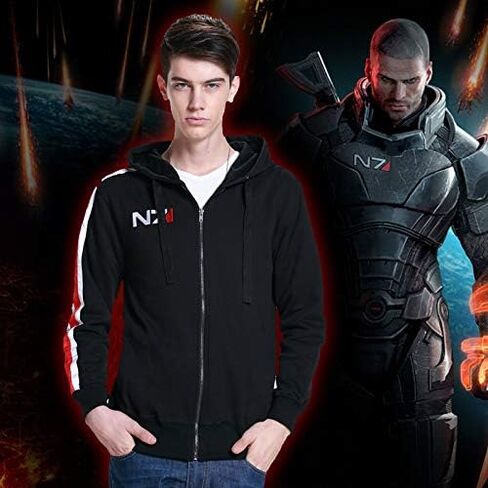 LILLIWEEN Mens Game Cosplay Hoodie N7 3D Jacket Pullover Hooded Sweatshirt in Kuwait