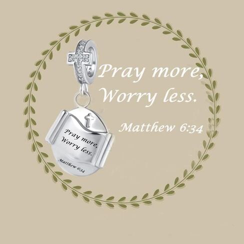 MZC Jewelry Religious Cross Charm Prayer Bible Christian Keep Faith Dangle Bead for Women Gril Pandora Bracelets in Saudi Arabia