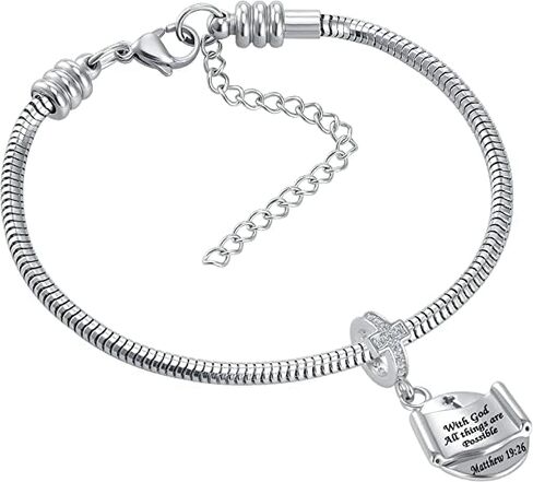 MZC Jewelry Religious Cross Charm Prayer Bible Christian Keep Faith Dangle Bead for Women Gril Pandora Bracelets in Saudi Arabia