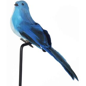 LWINGFLYER 2pcs Blue Birds Christmas Tree Decorations Clip on Ornaments 8-Inch Artificial Simulation Foam Bird Sparrow for Crafts Wedding Decor Party Accessories