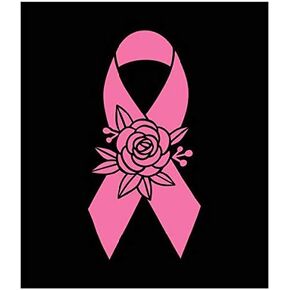 Floral Breast Cancer Ribbon Vinyl Decal | Pink | Made in USA by Foxtail Decals | for Car Windows, Tablets, Laptops, Water Bottles, etc. | 2.2 x 4.5 inch