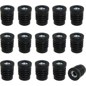 15PCS 24mm/M8 Threaded Round Tube Insert Round Black Plastic Plug Castor Insert Chair End Cap Furniture Leg Plug for Machinery and Equipment and Fitness Equipment and Shelf