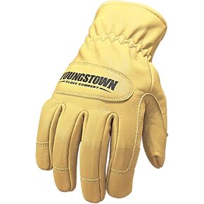 Youngstown Glove Ground Double Layered Leather Work Gloves For Men - Arc Rated, Puncture Resistant - Tan, Large
