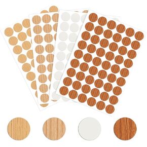Giantree 216Pcs Self-Adhesive Screw Hole Stickers, 0.83"Screw Covers Caps Dustproof Sticker PVC Cover Caps Waterproof Wood Textured for Wall Cabinets Bookcase Desk Screws Furniture Repairing 4 Colors