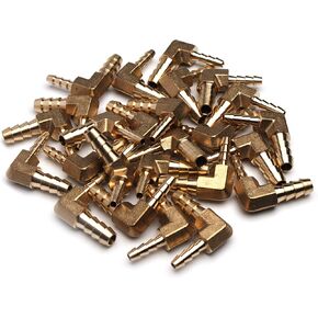 LTWFITTING 90 Deg Reducing Elbow Brass Barb Fitting 3/8-Inch x1/4-Inch Hose ID Air/Water/Fuel/Oil/Inert Gases (Pack of 5)