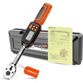 SUZUME 1/4 Torque Wrench Digital (1.1-22.2 Ft.Lb/ 1.5-30 N.m) Data Storage Digital Torque Wrench 1/4 Drive with Buzzer and LED Flash ±2% High Accuracy Digital Torque Wrench for Bicycle
