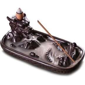 Dragon Incense Catcher Backflow Incense Burner with 10 PCS Backflow Incense Cones, Waterfall Incense Holders Home Decor Statue Ornaments