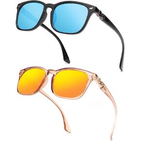 2Packs Bifocal Sunglasses Readers with Mirrored Lens for Outdoor Reading UV400 Protection for Drving Fishing Cycling