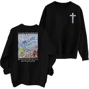 FASHGL Christian Sweatshirt Women Bible Verse Sweatshirts Religious Sayings Pullover Tops Oversized Floral Graphic Shirt in Kuwait