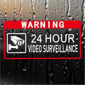Video Surveillance Sign 2" x 4"Security Sign 24 Hour Camera Warning Security Self Adhesive Decal for Window Door Car (4Pcs)