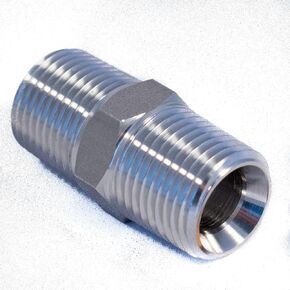 1/2 NPT Male to 1/2 NPT Male Straight 316 SS Hex Coupler/Coupling for Air, Liquid or Hydraulic Fitting - Industrial Air Tool Hose 1/2 Inch Coupling 316 Stainless Steel