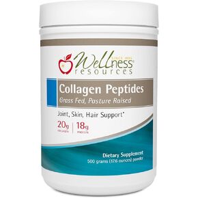 Wellness Resources Collagen Peptides - Pasture Raised, Grass Fed 100% Collagen Protein - Hydrolyzed Type I and III Collagen Peptides Powder, Unflavored (500 grams/ 17.6 ounces)
